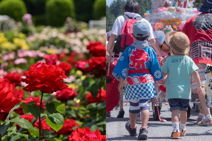 公園の花とまつりに参加する子供