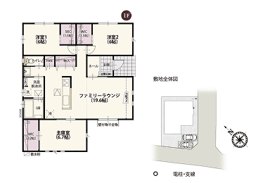 センターリビングが回遊動線で利便性が高い間取りです